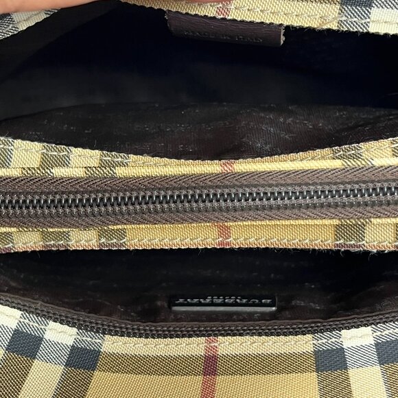 BURBERRY Checker Medium Tote Bag Beige/Brown Inside zipper pocket Purse PVC - Picture 10 of 16